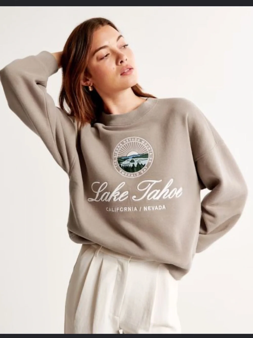 Abercrombie & Fitch Lake Tahoe Embroidered Crewneck Sweatshirt Size Medium - Picture 1 of 6